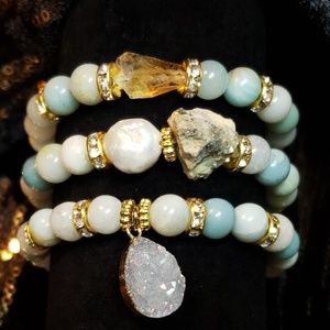Gemstone bracelet trio